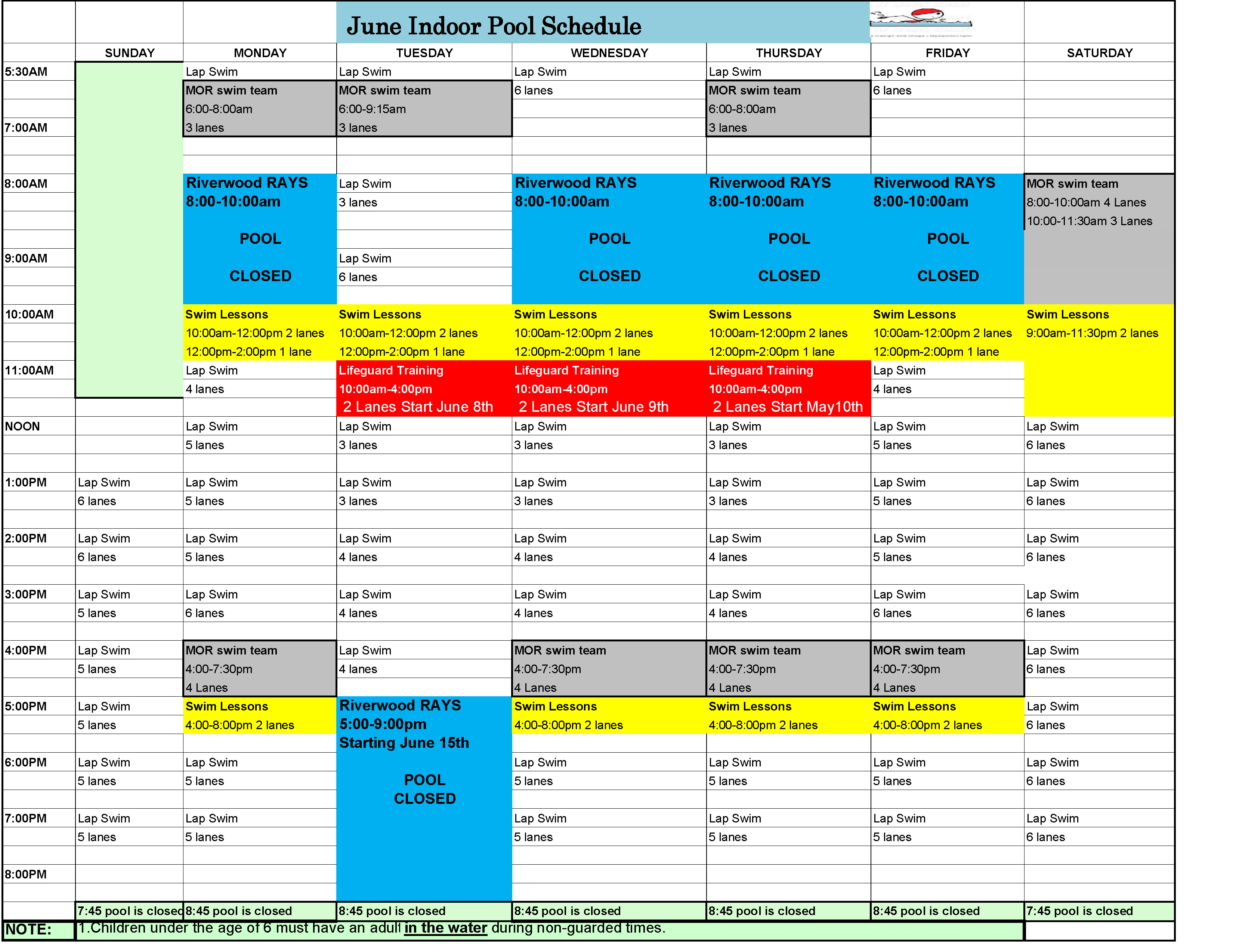 June Aerobics and Indoor Pool Schedules - Fred Smith Company Sports Club